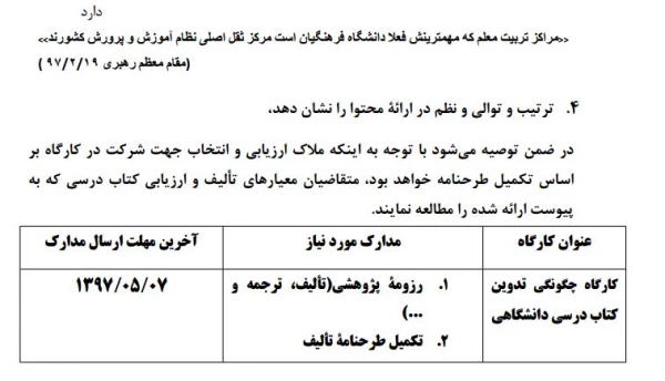 برگزاری کارگاه معیارها و ملاکهای ارزیابی و اعتبار سنجی و تدوین کتاب درسی دانشگاهی جهت اساتید دانشگاه فرهنگیان 2
