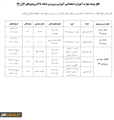 تغییر زمان امتحان دروس مجازی ویژه مهارت آموزان ورودی 96