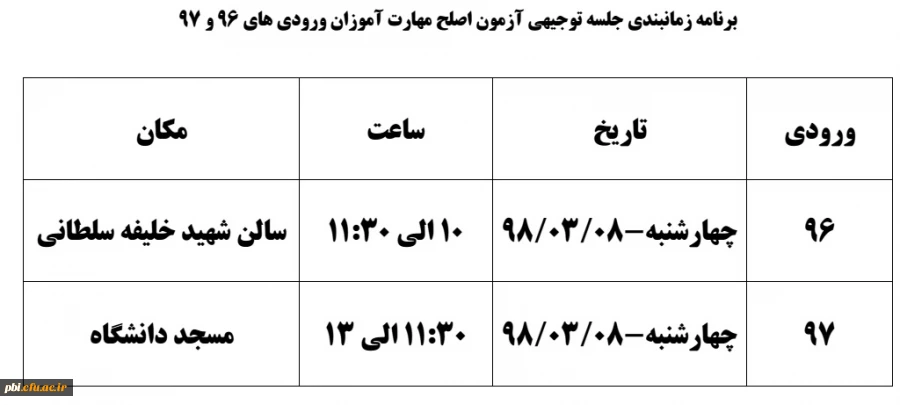 قابل توجه مهارت آموزان ماده 28: جلسه توجیهی آزمون اصلح و بخش فرهنگی دوره ی ورودی های 96 و 97 2