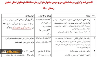 قابل توجه شرکت کنندگان در جشنواره فرهنگی

 برنامه برگزاری مسابقات کتبی و سایر رشته های جشنواره