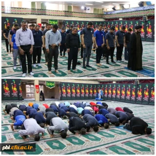 حضور ورزشکاران پسر حاضر در بیست و چهارمین المپیاد فرهنگی ورزشی در نماز جماعت 